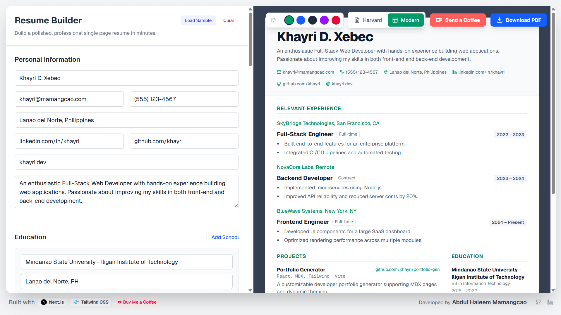 Reactive Resume Builder